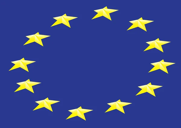 Estrellas doradas en una bandera Unión Europea — Vector de stock