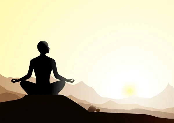 Una figura siede in profonda meditazione . — Vettoriale Stock