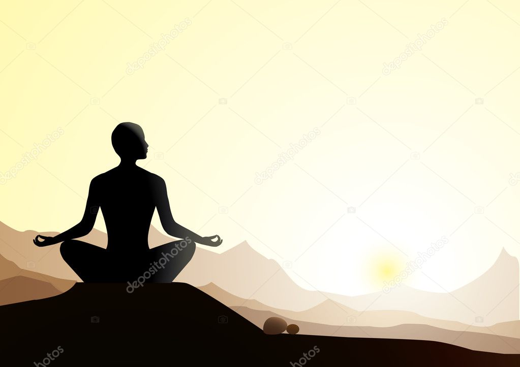 A figure sits in deep meditation.