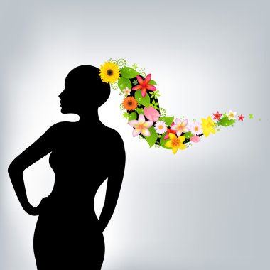 Woman And Flowers clipart