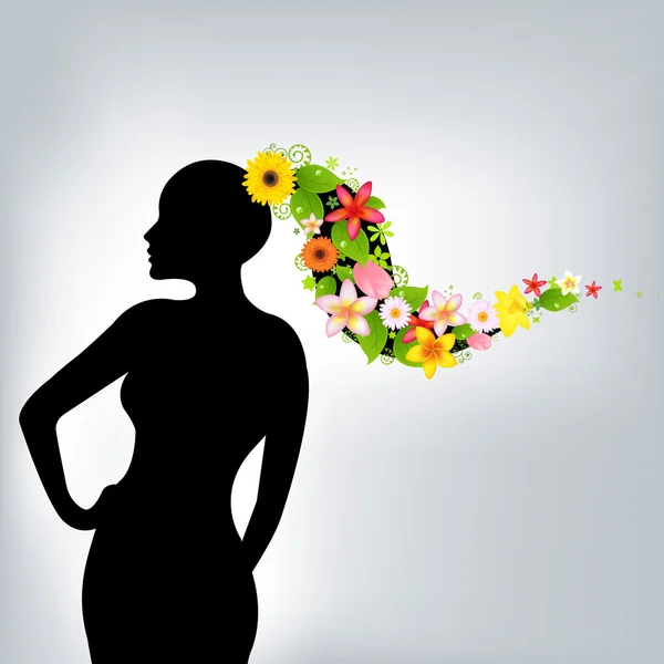 Žena a květiny — Stockový vektor
