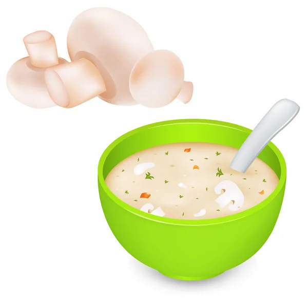 Mushroom Cream Soup And Mushroom — Stock Vector