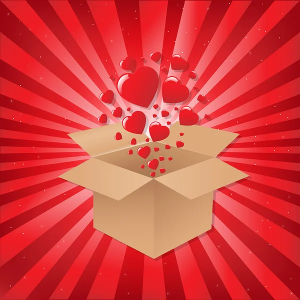 Boîte avec des coeurs — Image vectorielle