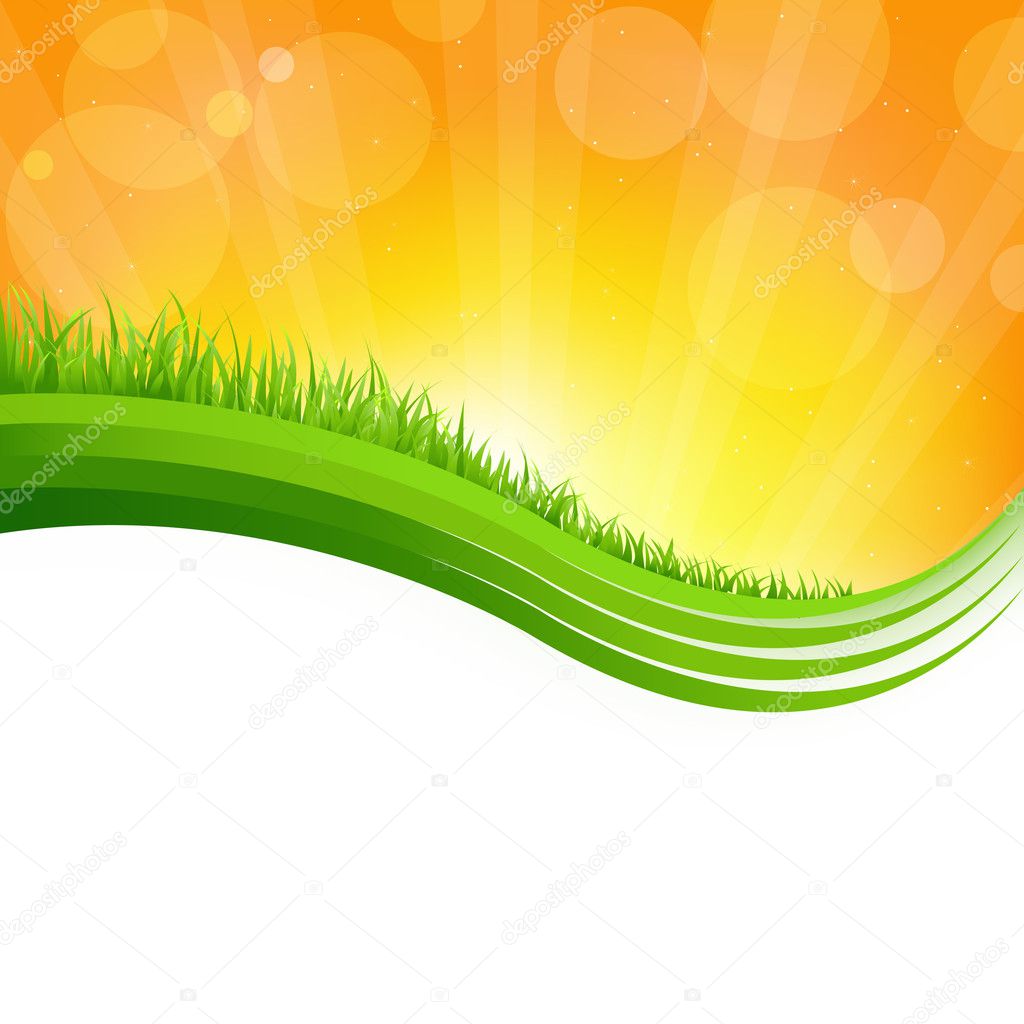 Shiny Background With Green Grass