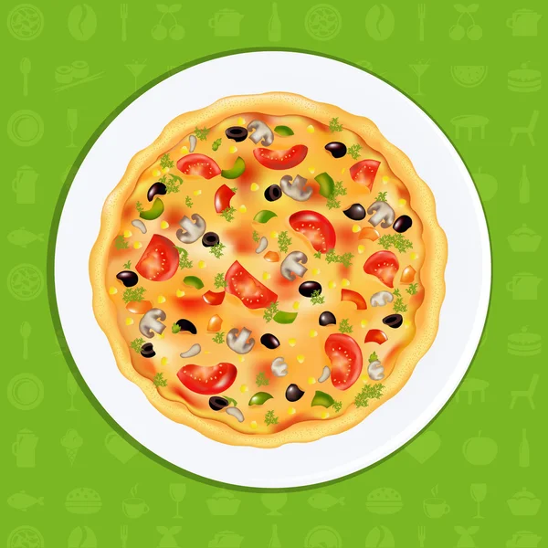 Färsk pizza — Stock vektor