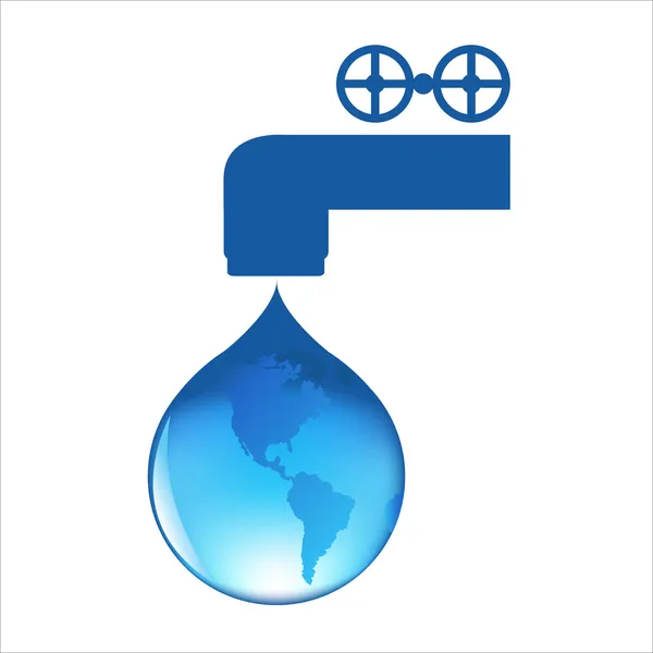 Gota de água com globo —  Vetores de Stock