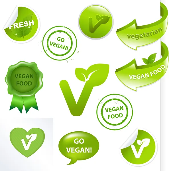 Vegan Elements Set — Stock Vector
