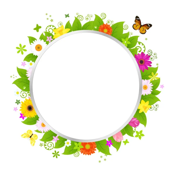 Circle With Flowers — Stock Vector