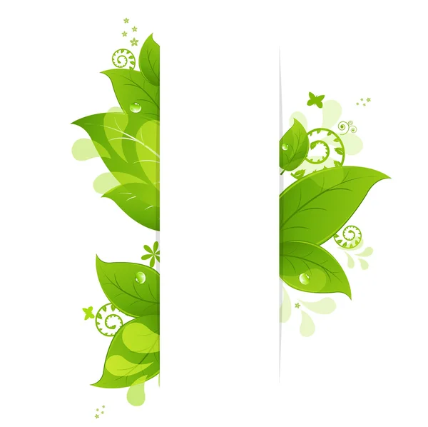 Fondo natural con hojas y gotas — Vector de stock