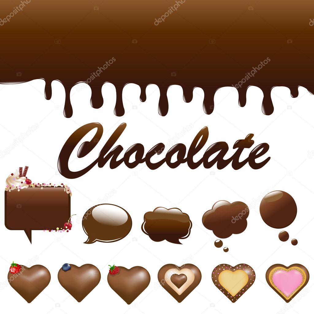 Assortment Chocolates, Isolated On White Background, Vector Illustration