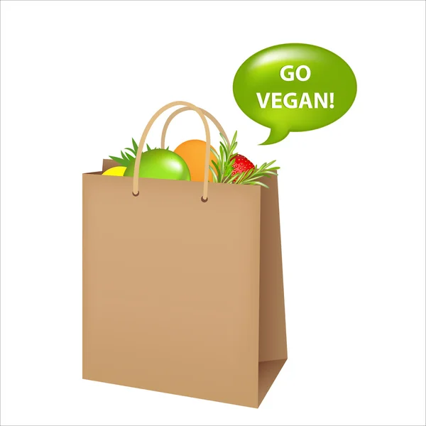 Bag With Vegan Food — Stock Vector