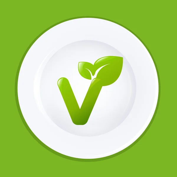 Plaque blanche et signe sur végétalien — Image vectorielle