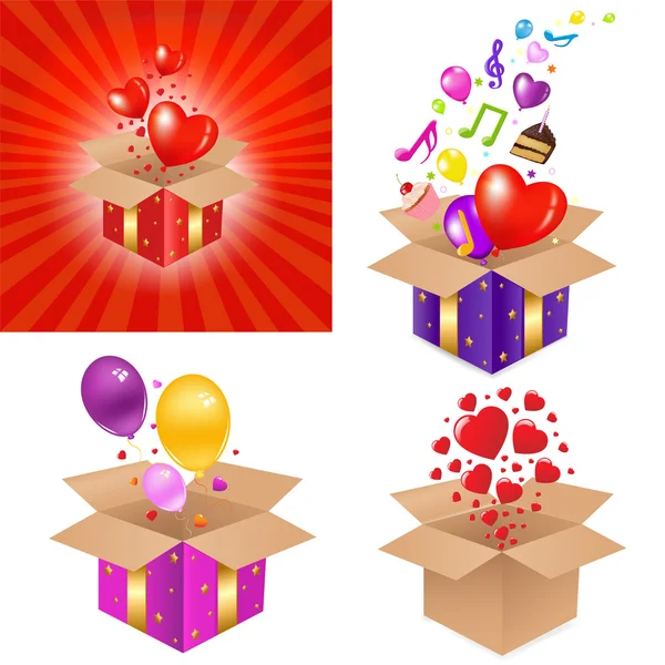 Set boîte cadeau — Image vectorielle
