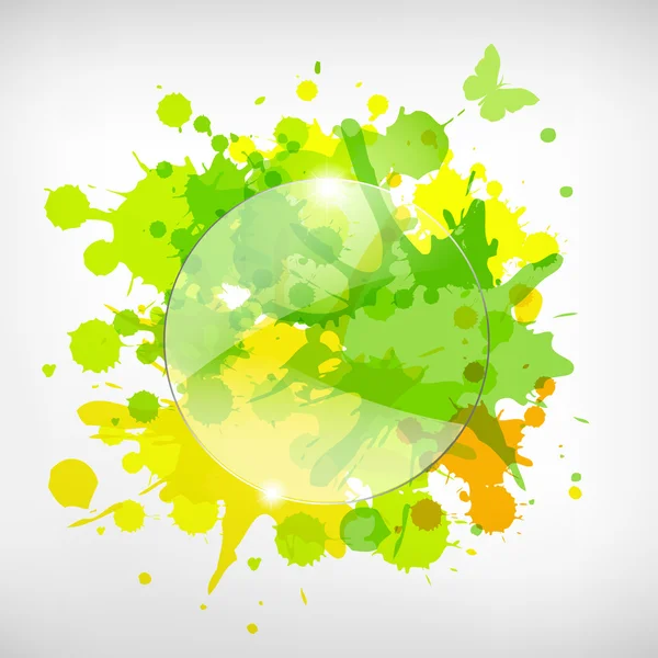 Panneau de verre publicitaire avec taches de couleur — Image vectorielle
