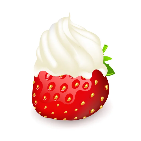 草莓加奶油 — 图库矢量图片
