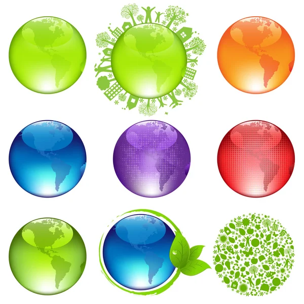 Ensemble de globes brillants — Image vectorielle