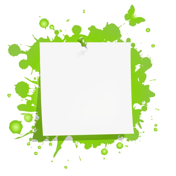 Yeşil bir leke ile boş not kağıdı — Stok Vektör