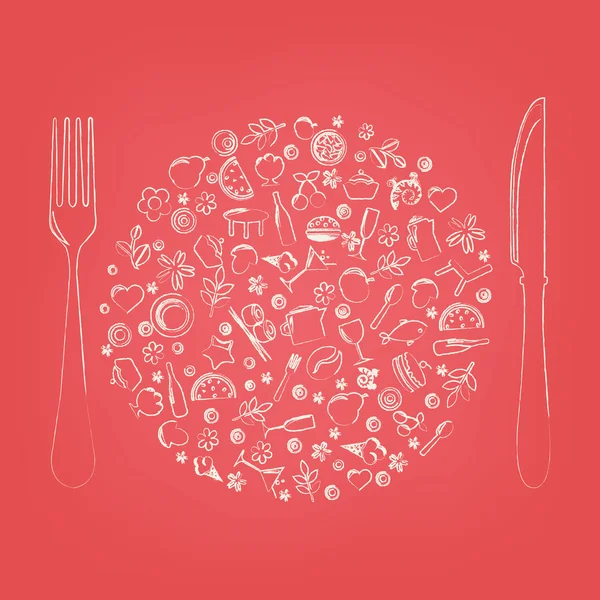 Icônes de restaurant en forme de sphère — Image vectorielle