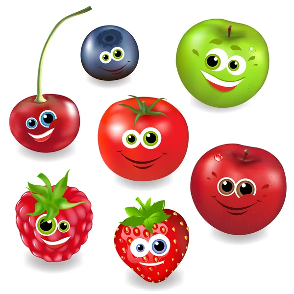 Collection Cartoon Fruits et baies — Image vectorielle