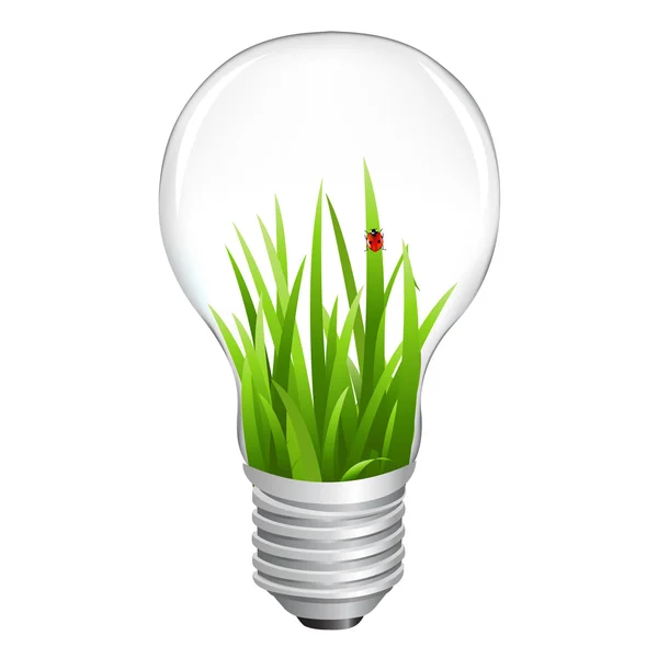 Eco lampada con erba — Vettoriale Stock