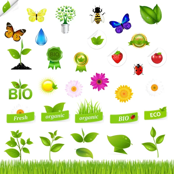 Eco Set With Nature Icons — Stock Vector