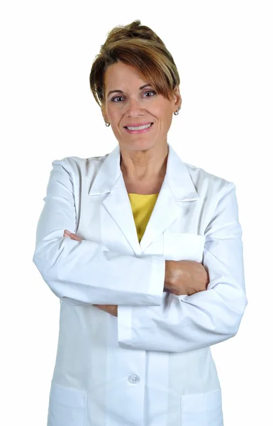 Mulher atraente vestindo um labcoat — Fotografia de Stock