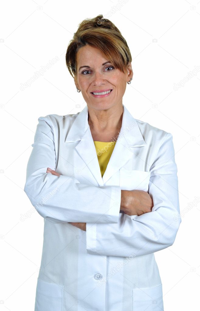 Attractive Woman Wearing a Labcoat