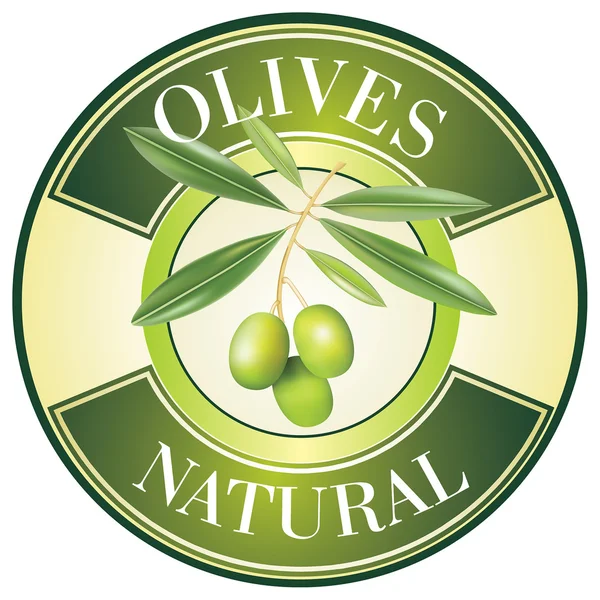 Etikett für Produkt. Olivenöl. grüne Oliven. — Stockvektor