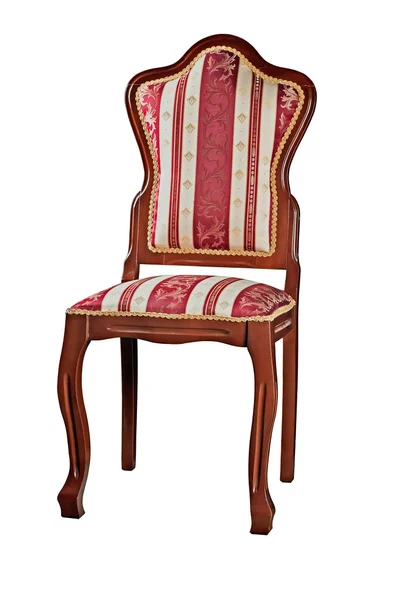 Η κόκκινη καρέκλα τοποθετηθεί από ένα σατινέ ύφασμα — Φωτογραφία Αρχείου