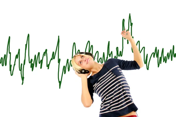 Girl hearing music — Stock Photo, Image