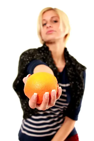 ผู้หญิงที่มีสีส้ม — ภาพถ่ายสต็อก