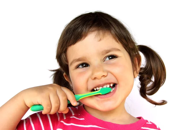 Little Girl Brushing Teeth — Stock Photo, Image