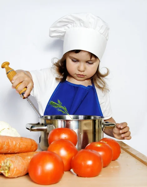 stock image Little Cook Girl Preparing Food