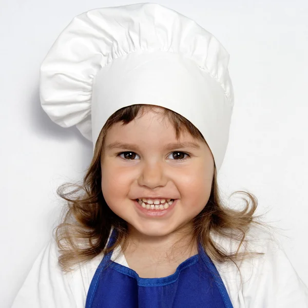 Little Cute Girl in Cook's Cap Portrait — Stock Photo, Image