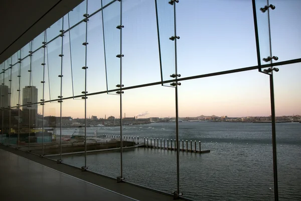 stock image Boston panorama at sunset from ICA