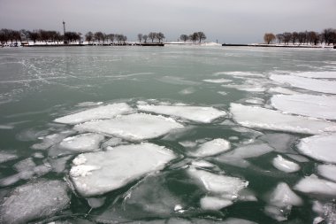 Kış michigan Gölü kıyısında