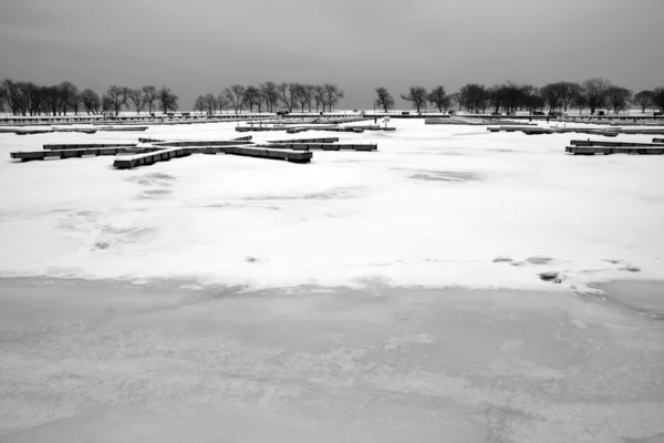 Costa do lago Michigan no inverno — Fotografia de Stock