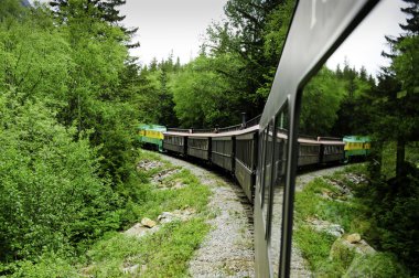 Scenic train from Skagway to White Pass Alaska clipart
