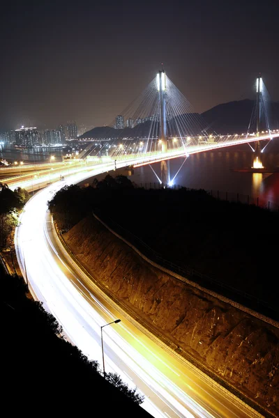 Ting kau γέφυρα στο Χονγκ Κονγκ το βράδυ — Φωτογραφία Αρχείου