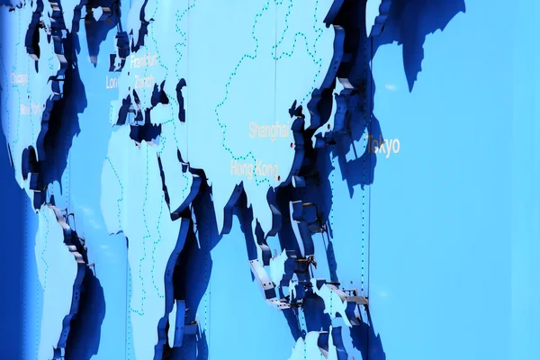 Kaart van de wereld in blauw — Stockfoto