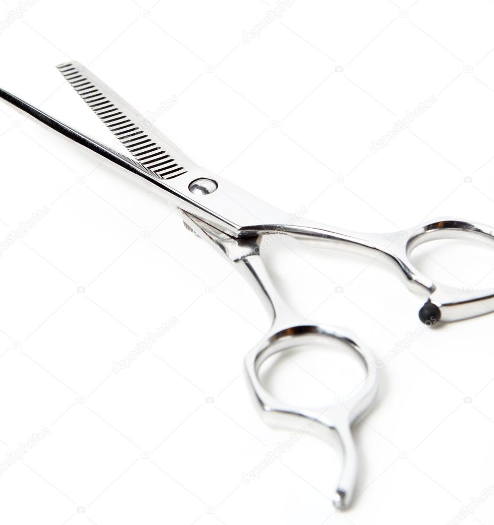 Professional Haircutting Scissors. Studio isolation on white. — Stock ...