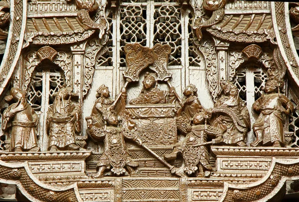 Chinese old story stone carving with group — Stock Photo, Image
