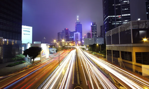 Traffico notturno intenso a Hong Kong — Foto Stock