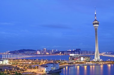 ünlü yolculuk ile kentsel peyzaj Macau sky n altında kule
