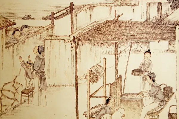 Ilustração antiga de imigrantes chineses em Guadalupe . — Fotografia de Stock