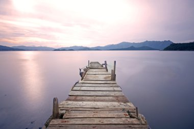 Old jetty walkway pier the the lake clipart