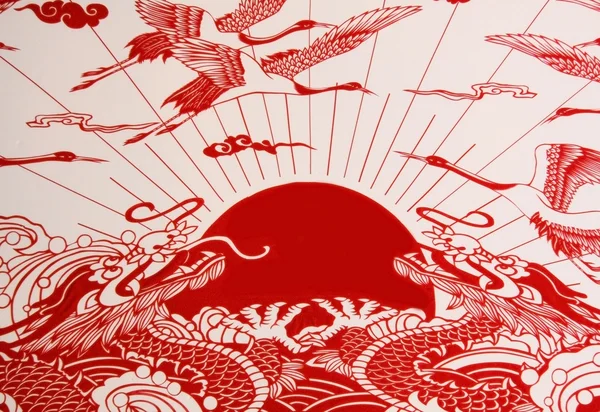 Sárkány, a papír-vágott mutatja a sárkány, az egyik a kínai zodiákus — Stock Fotó