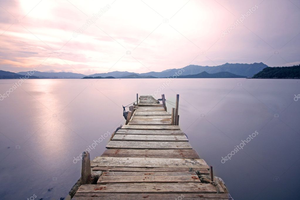 Old jetty walkway pier the the lake