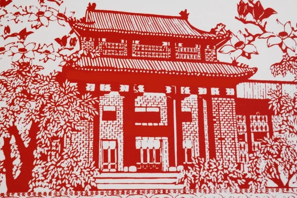 Haus, dies ist ein Bild des chinesischen Scherenschnitts. Scherenschnitt — Stockfoto