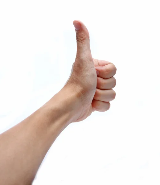 Portrait of hand showing goodluck sign against white background — Stock Photo, Image